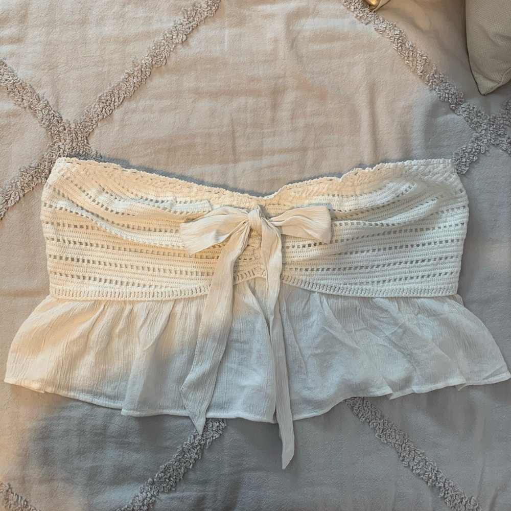 Off White Cropped Summer Tube Top